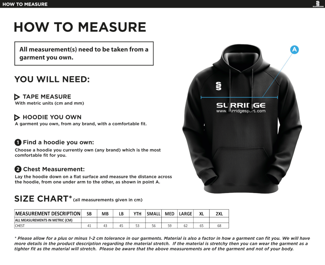 Stacksteads CC - Blade Hoody - Size Guide