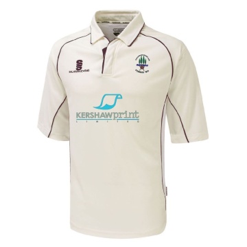 Stacksteads CC - Premier 3/4 Sleeve Maroon Trim Shirt