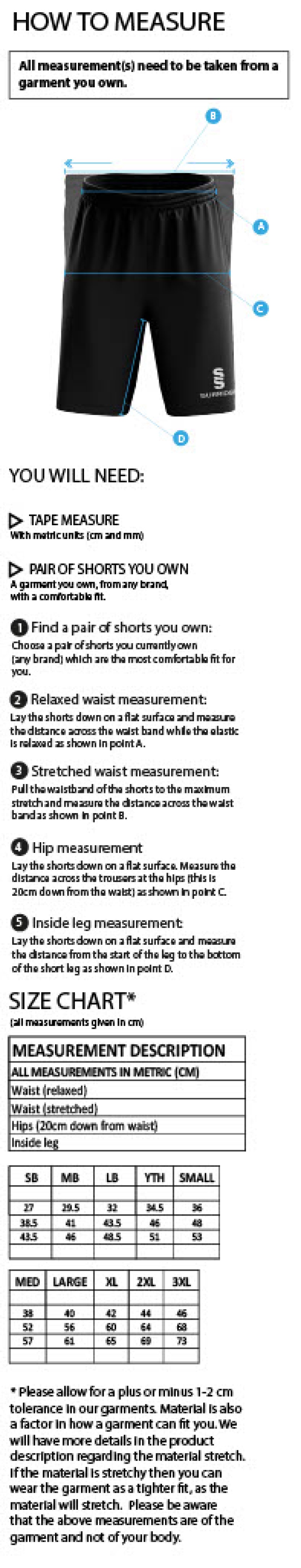 Stacksteads CC - Women's Ripstop Pocketed Shorts - Size Guide