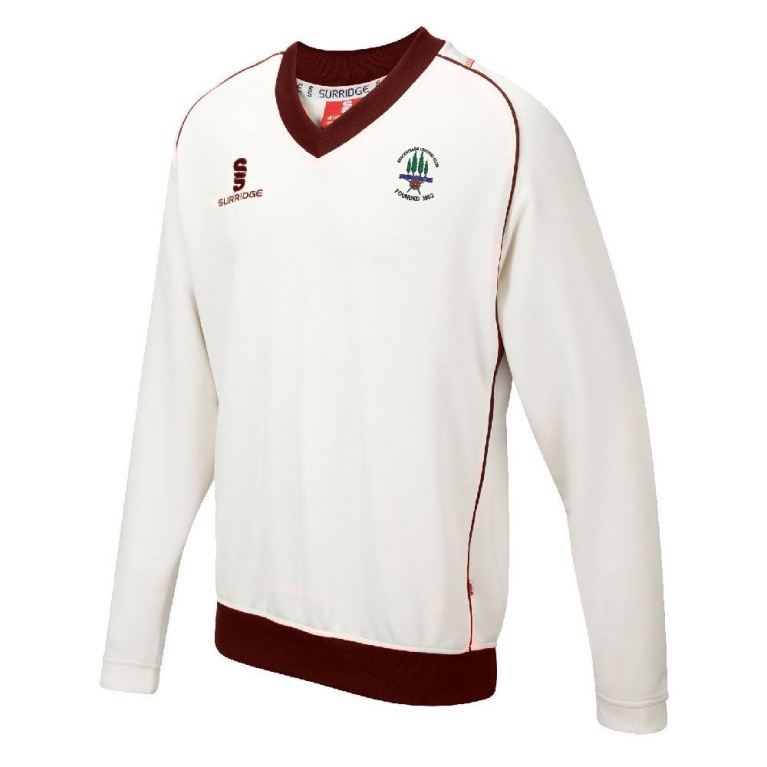 Stacksteads CC - Long Sleeve Sweater Maroon Trim