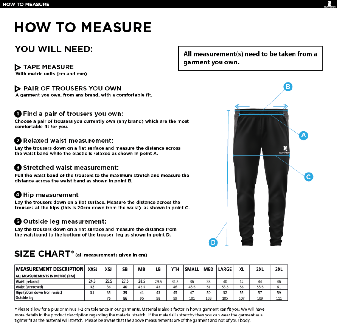 Stacksteads CC - Tek Slim Pant - Size Guide