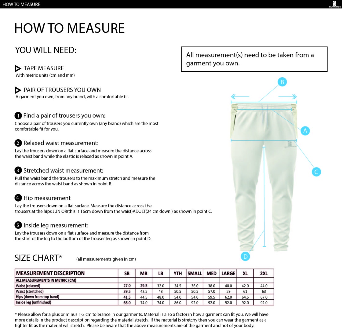 Stacksteads CC - Ergo Playing Pant - Size Guide